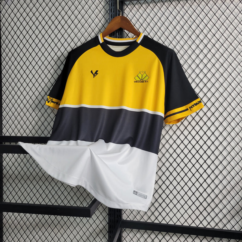 CAMISA DO CRISCIUMA 23/24 PRETO, AMARELO E BRANCO
