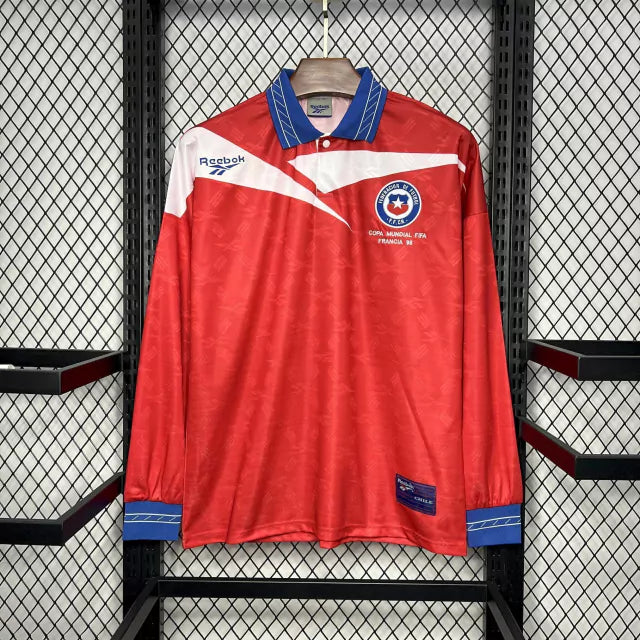 Camisa Chile Home (1) 1998 Reebok Retrô Manga Longa Masculina